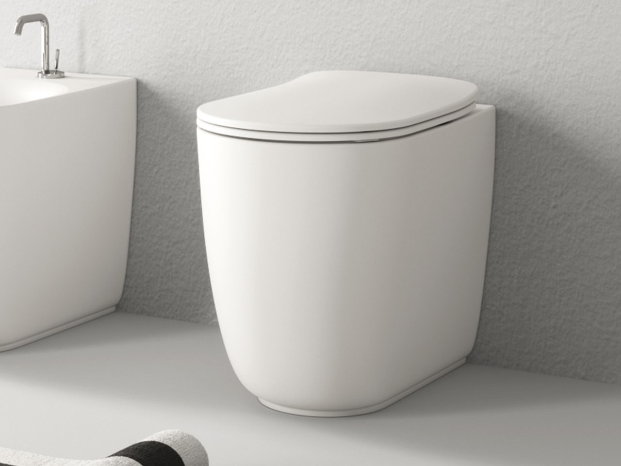 Wc a Terra Nolita Rimless Filomuro Scarico Traslato Bianco Opaco-19607