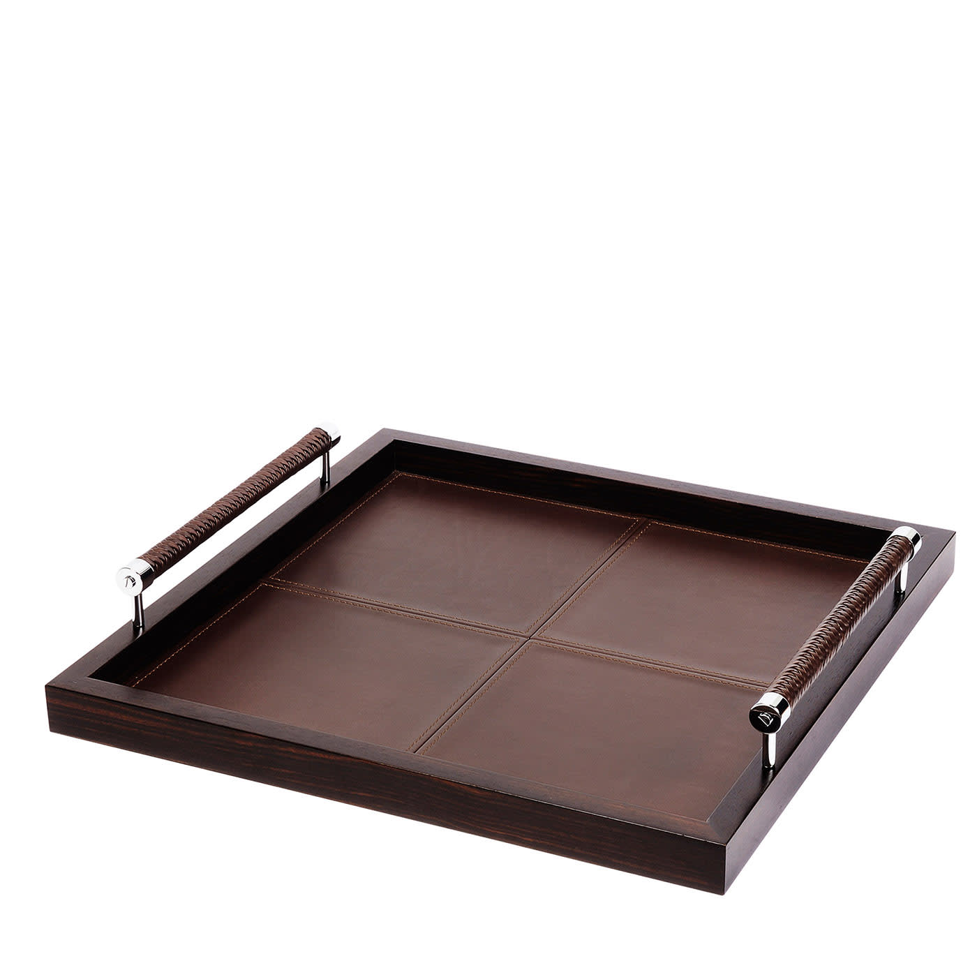 Vassoio quadrato Diana in ebano cucito