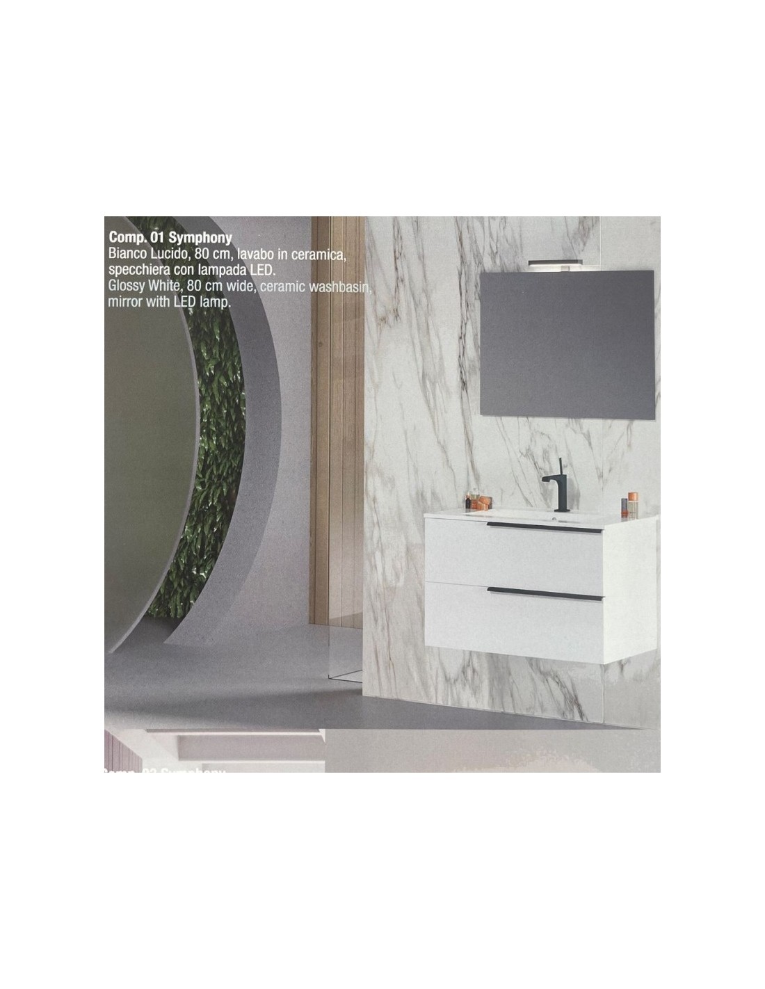 Oceano - Symphony mobile + specchio da 80cm | 3 Finiture