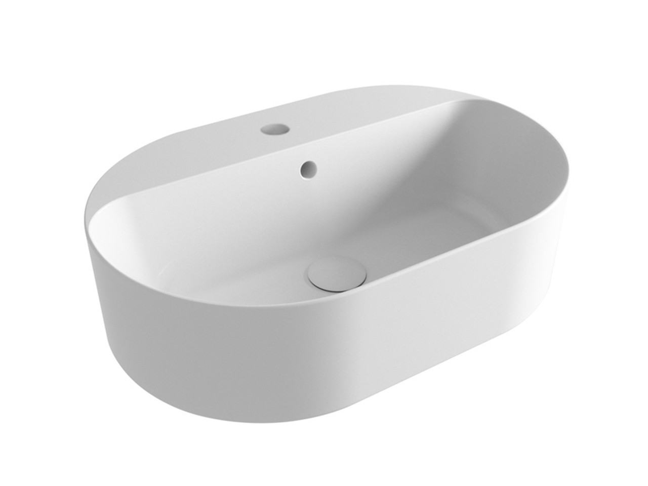 Lavabo da Appoggio Open Ovale 60x40 cm Monoforo Bianco Lucido-69217