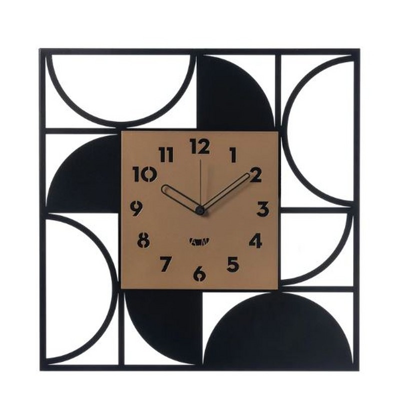 OROLOGIO DA PARETE GLAM NERO-ORO LACCATO 50 CM. ARTI & MESTIERI