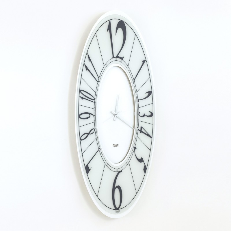 OROLOGIO RING OVALE COLORE BIANCO DA PARETE. DIMENSIONE 38X5P X90H ARTI E MESTIE