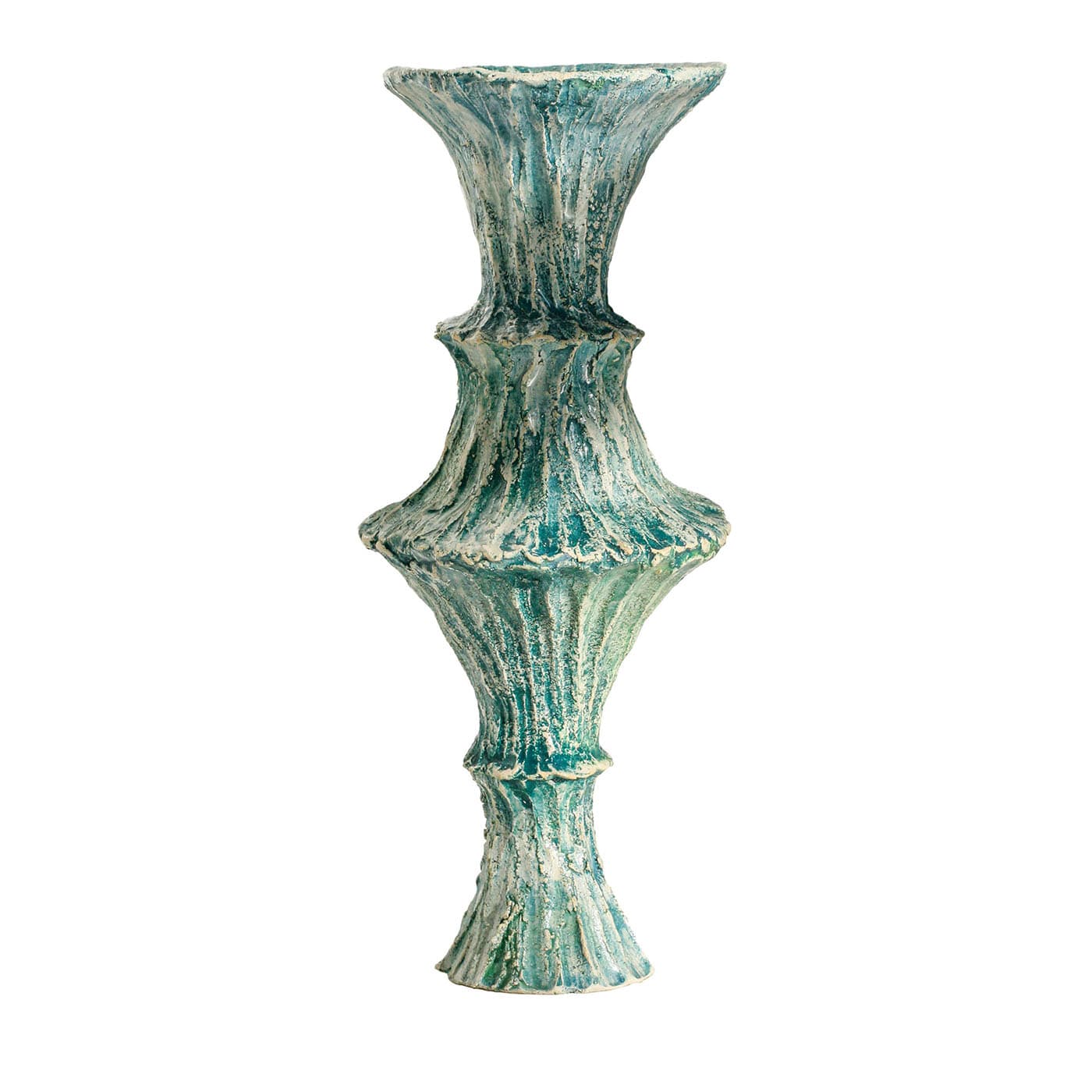 Vaso in ceramica verde Rocco onde