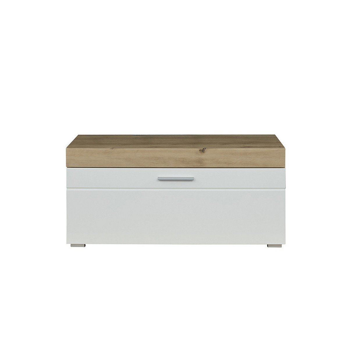 Panca d'ingresso 1 anta decoro quercia e bianco lucido L91 cm - Amanda