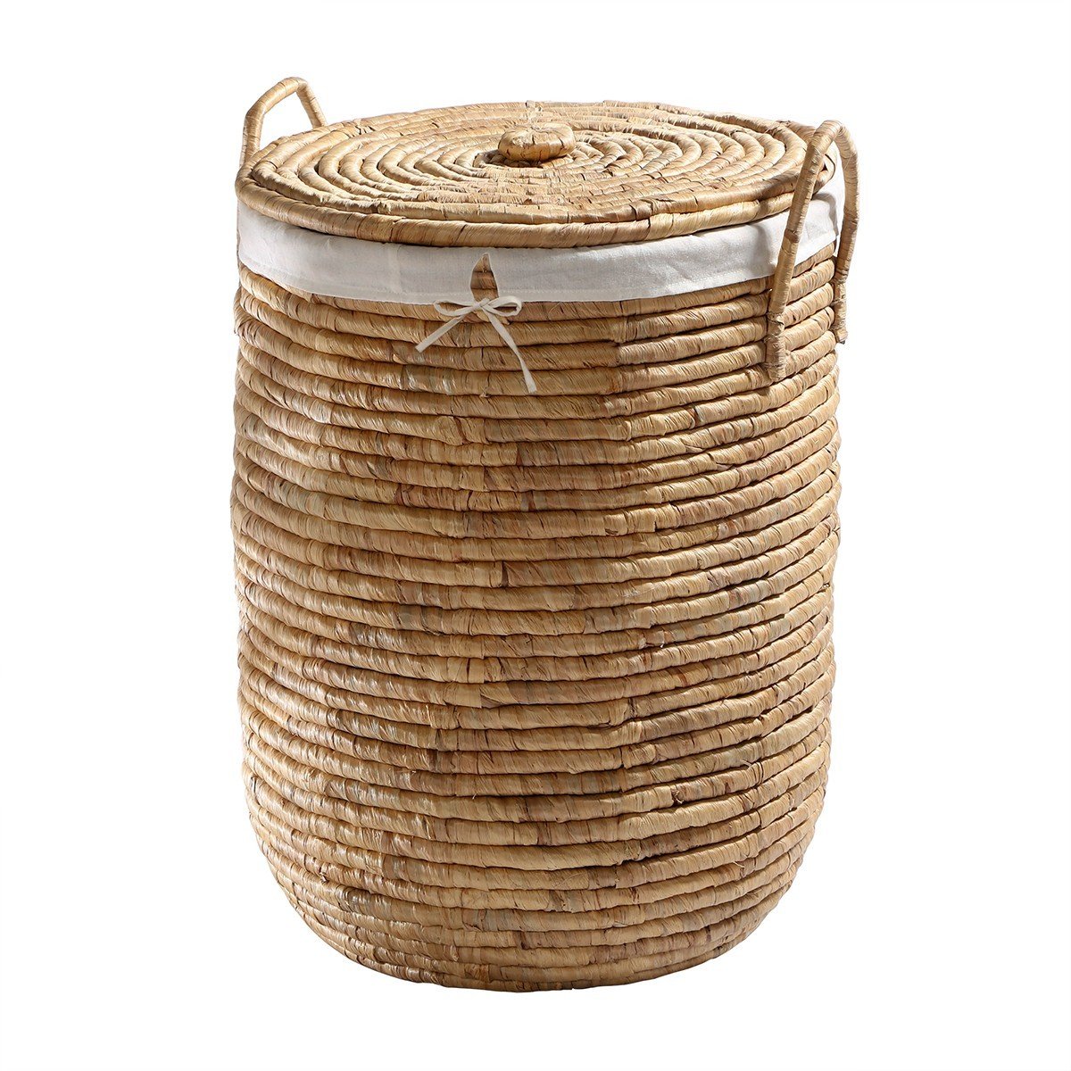 Panier à Linge avec Housse en Tissu et Couvercle - H65 cm