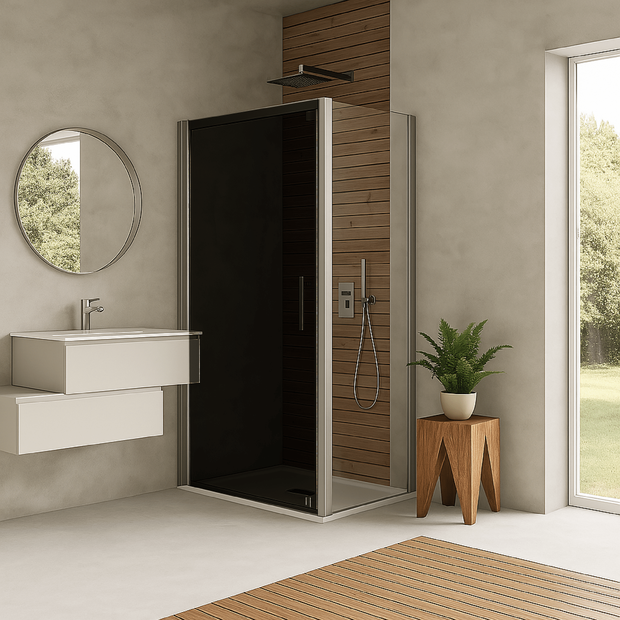 Parete Fissa Per Box Doccia Angolare 70 Cm Vanita Docce "Hera" Cromo Lucido/Vetro Trasparente