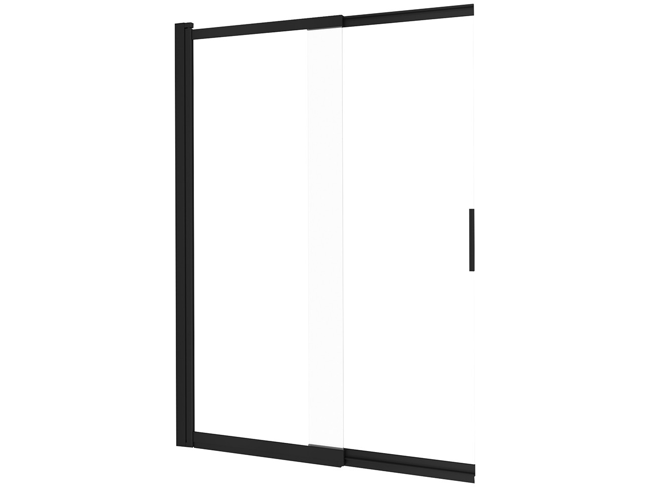 Parete Vasca Prizma Anta Scorrevole cm 100 H140 Est 58,7-98,1 Cristallo 6 mm Trasparente Profili Nero Opaco-79077