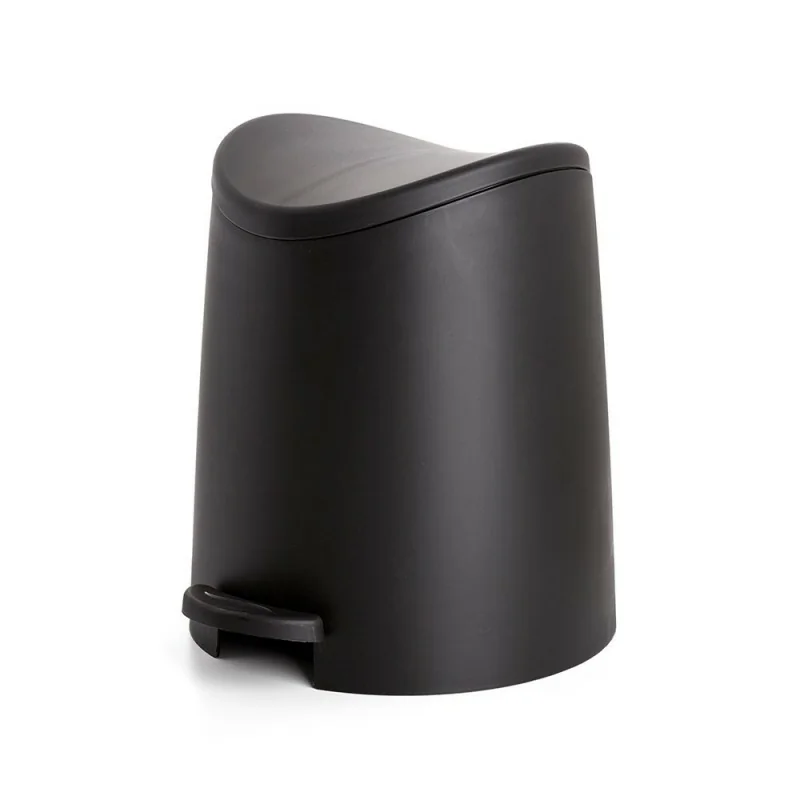 Pattumiera da Bagno Nero con Pedale e Coperchio Cestino Gettacarte di Design
