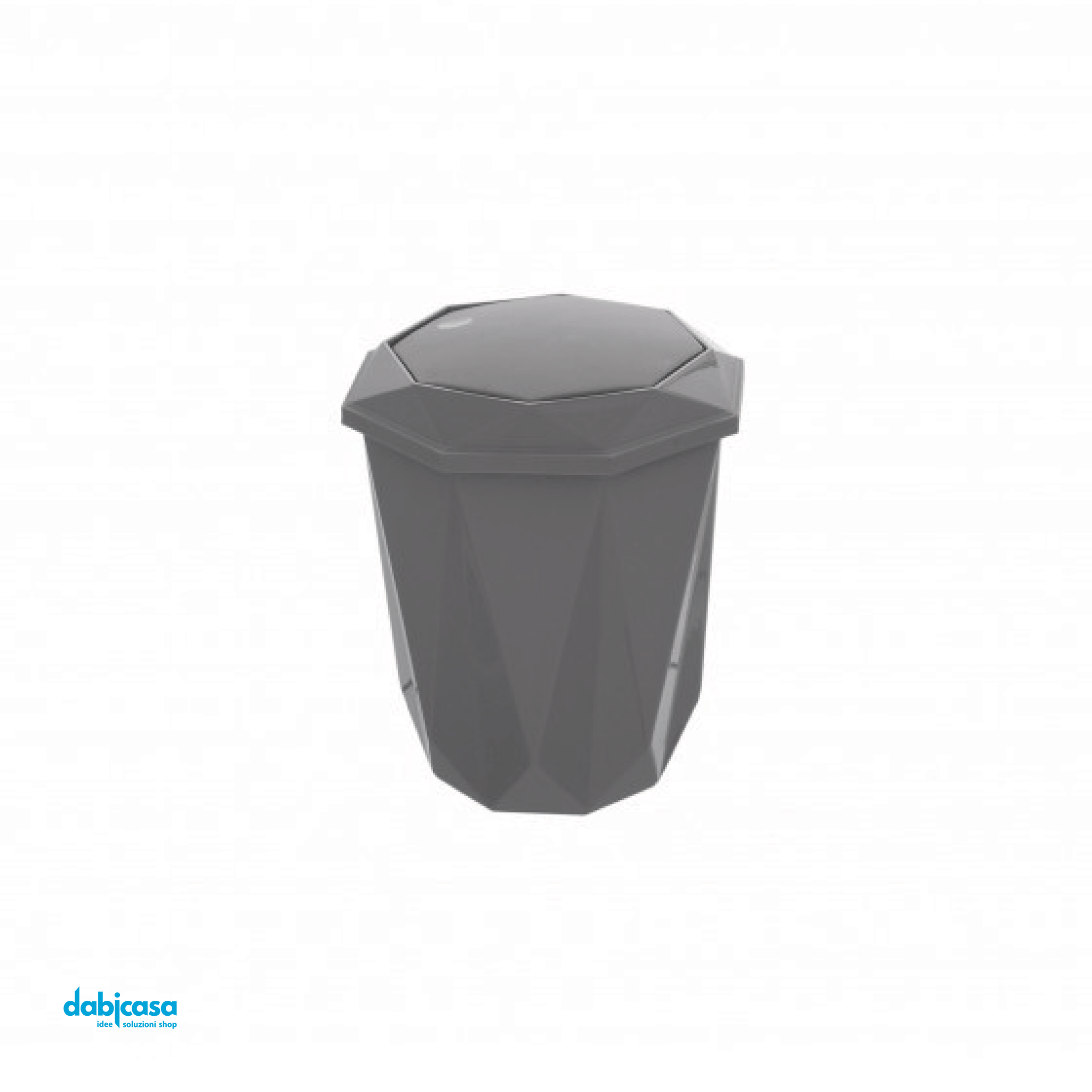 Pattumiera "Diamond Basculante" C/Coperchio Basculante In Plastica Finitura Grigio Da 5,5 Lt