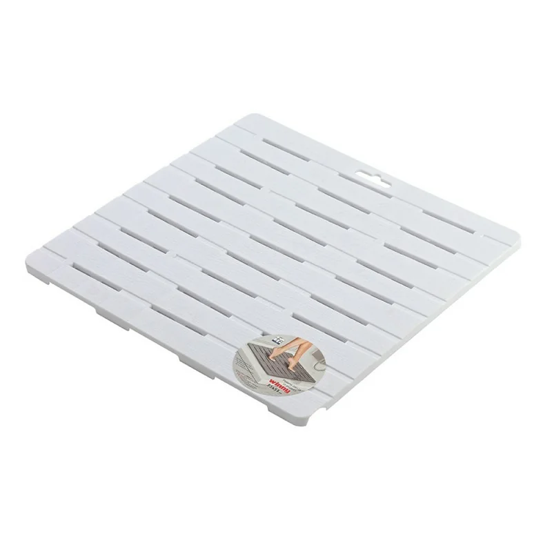 Pedana Doccia Bianca 55 x 55 in Plastica con Gommini Antiscivolo