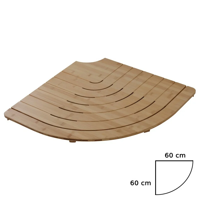 Pedana doccia semicircolare in legno di bambù 60x60 cm