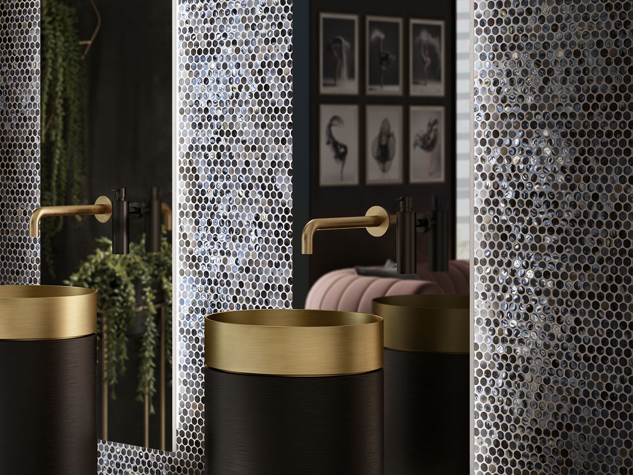 Mosaico in Vetro Penny Black 28,6x28,6 cm Nero-77000