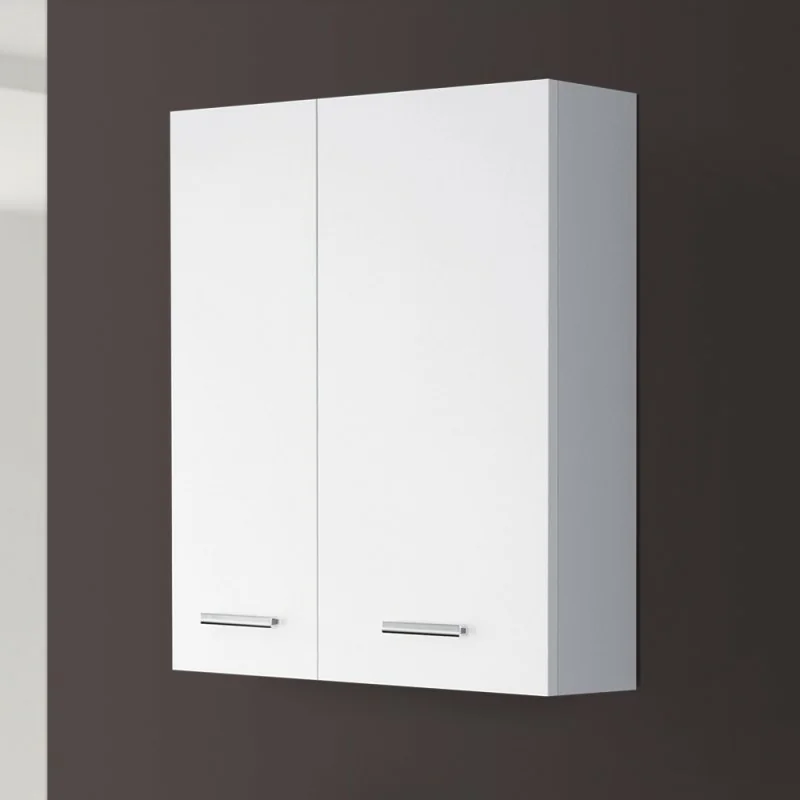 Pensile bagno sospeso 60 cm bianco con ante e ripiano interno Desya