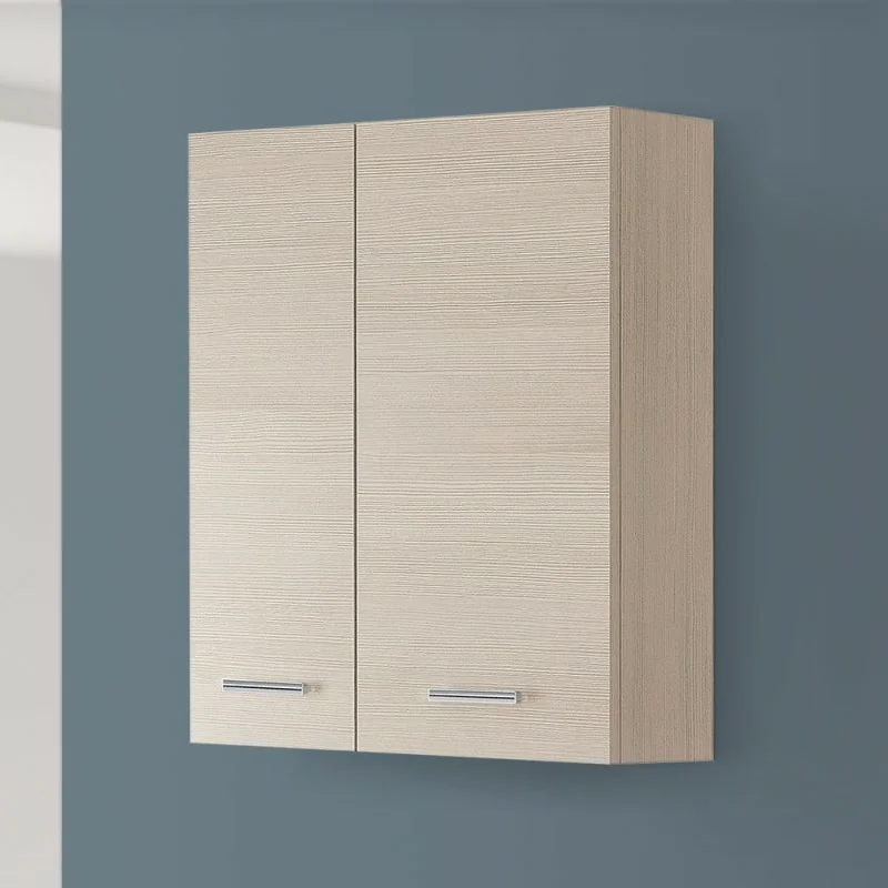 Pensile bagno sospeso 60 cm larice con ante e ripiano interno Desya