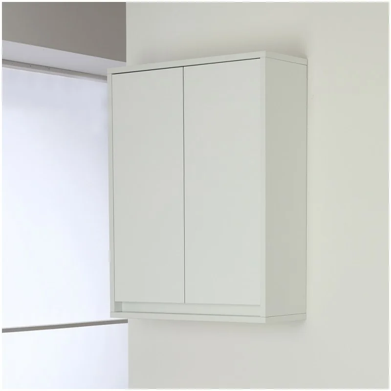 Pensile Lavanderia Bianco Lucido 2 Ante 60 cm Salvaspazio con Ripiano Interno