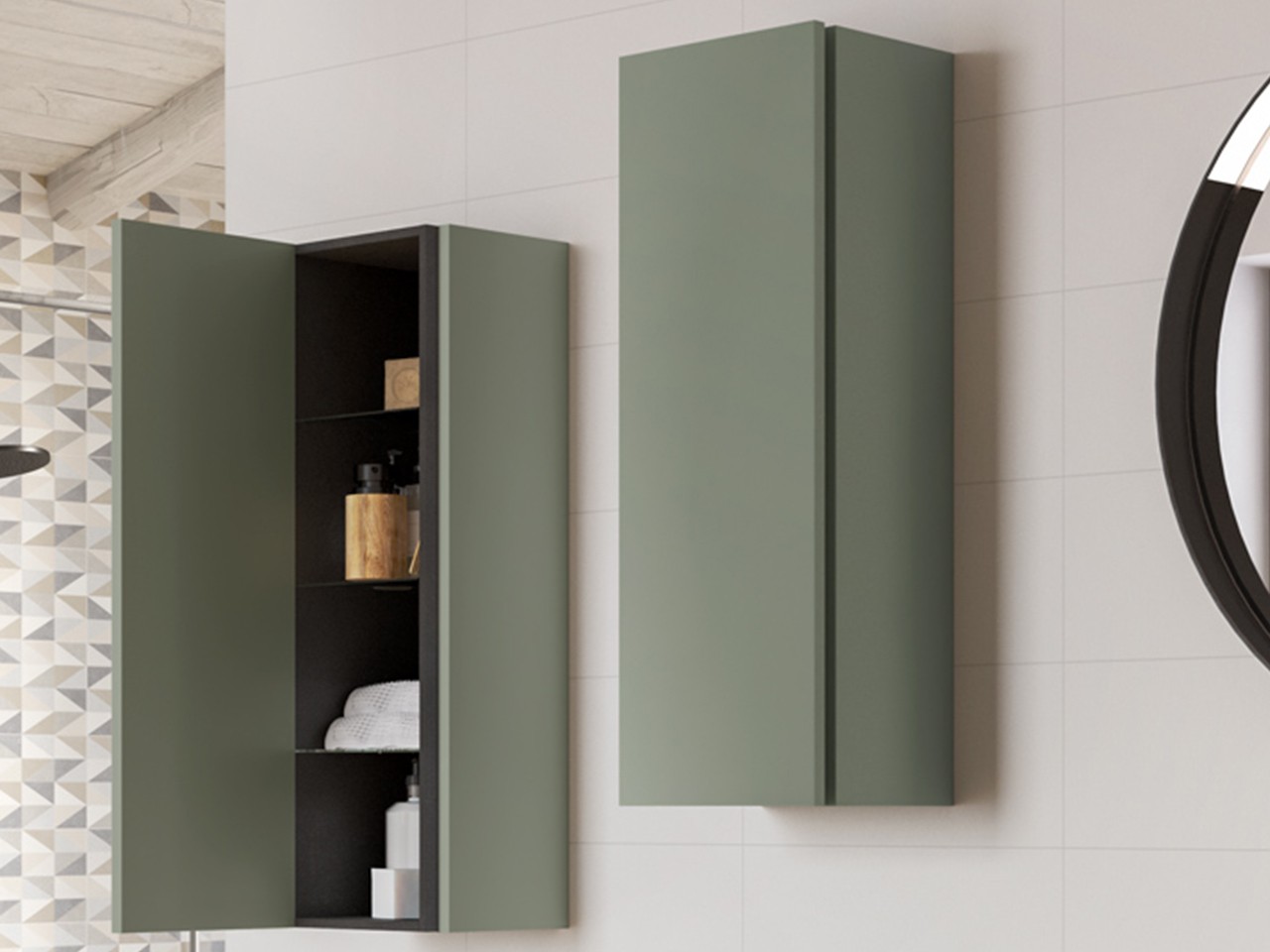 Pensile TOUCH cm. L28xP25xH84 Verde Salvia Opaco-69989