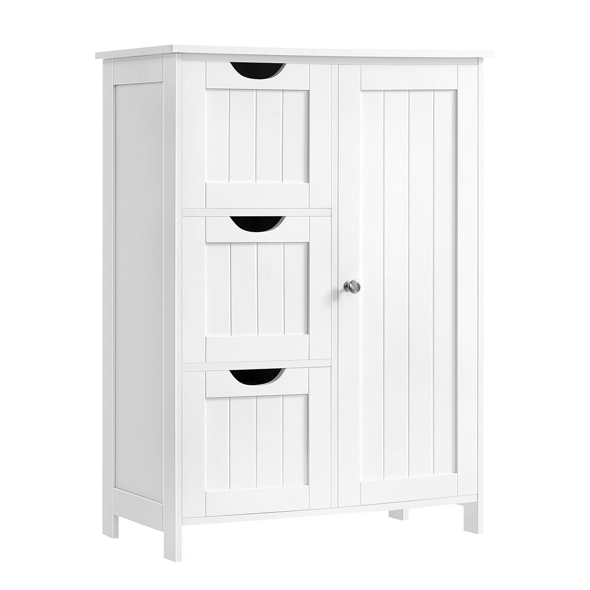 Petit meuble de rangement 1 porte et 3 tiroirs blanc - L60 cm