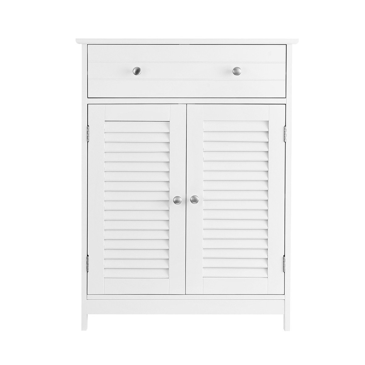 Petit meuble de rangement 2 portes et 1 tiroir blanc - L60 cm