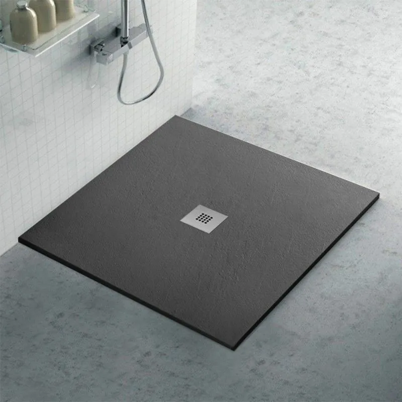Piatto doccia ardesia 90x90 resina effetto pietra antracite Karen