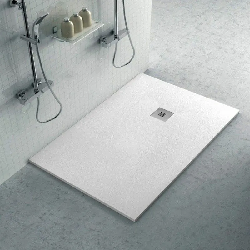 Piatto doccia filo pavimento Karen 80x130 in resina bianco pietra