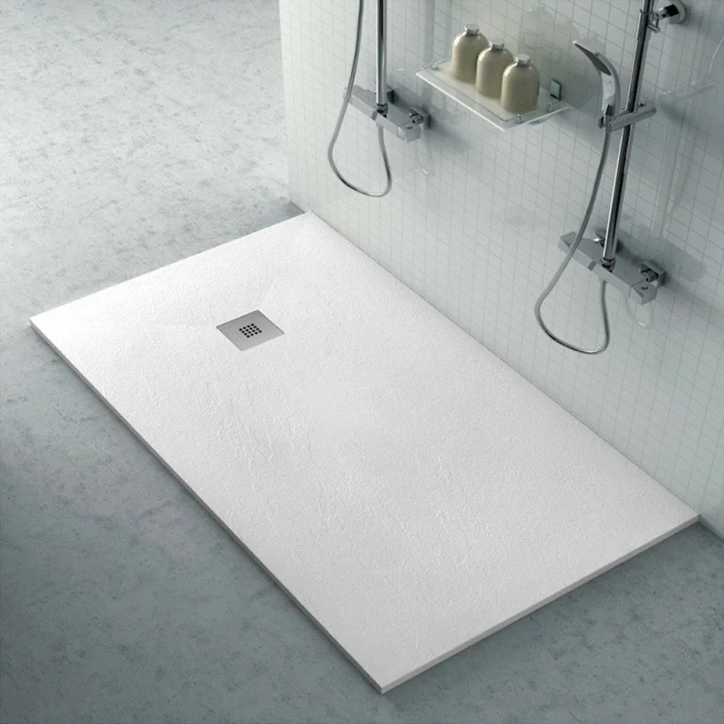 Piatto doccia in resina 80x140 Karen bianco pietra completo di griglia