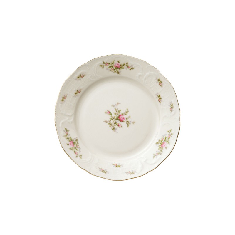 Piatto piano 19 cm Rosenthal Sanssouci Mossrose neu Polierdgold Ramona in porcellana