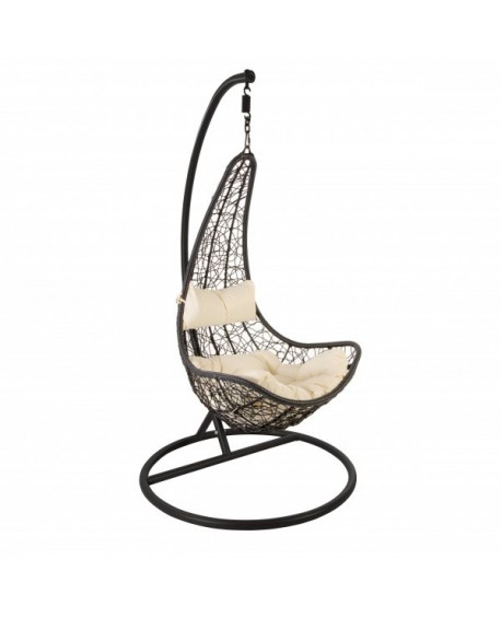 Poltrona PENSILE APERTA in polyrattan con cuscino