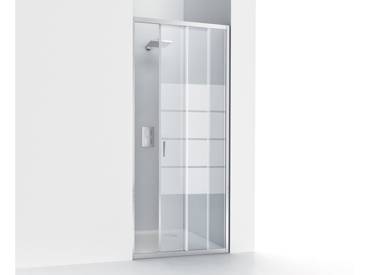 Porta Doccia Scorrevole Nice cm 100xH195 Est 97/101 Cristallo 6mm Trasparente Serigrafato Cromo-62506