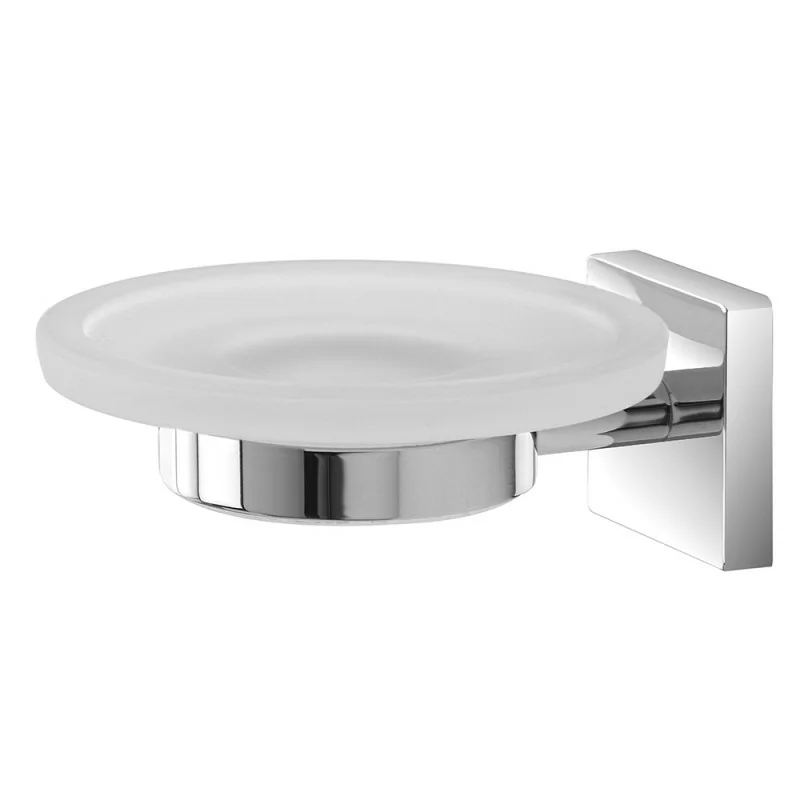 Porta sapone da muro in acciaio cromo e vetro con doppio fissaggio Easy