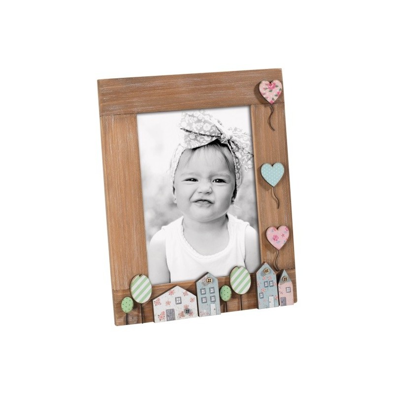 PORTAFOTO 13X18 IN LEGNO NOCE CON APPLICAZIONE CUORI MASCAGNI