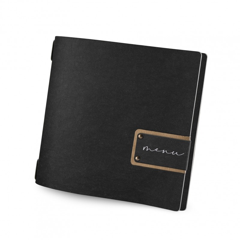 PORTAMENU' QUADRATO PATCH NERA 4 BUSTE CON ELASTICO NERO DAG STYLE