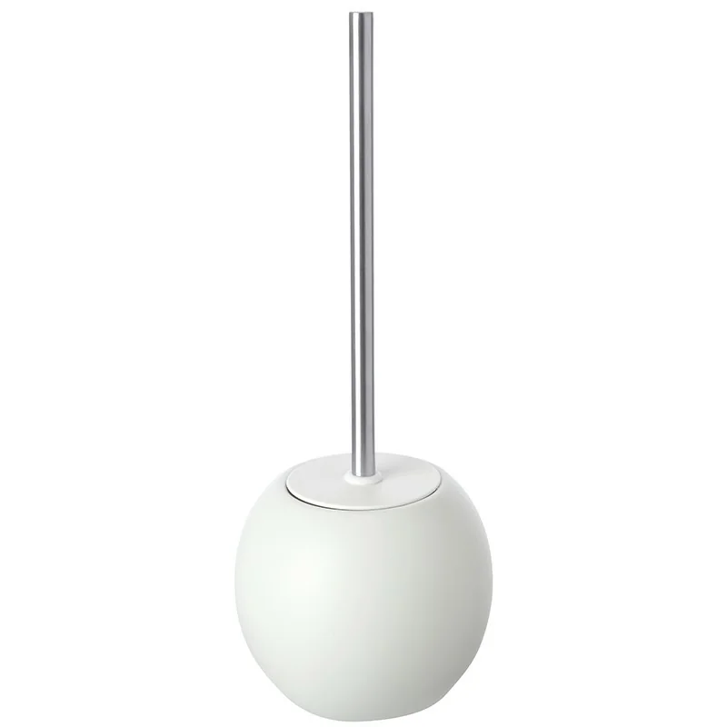 Portascopino Tondo Ceramica Bianco e manico in acciaio Oslo