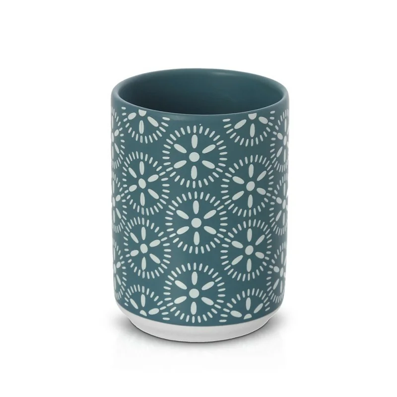 Portaspazzolino da appoggio in ceramica turchese cobalto multiuso Circus