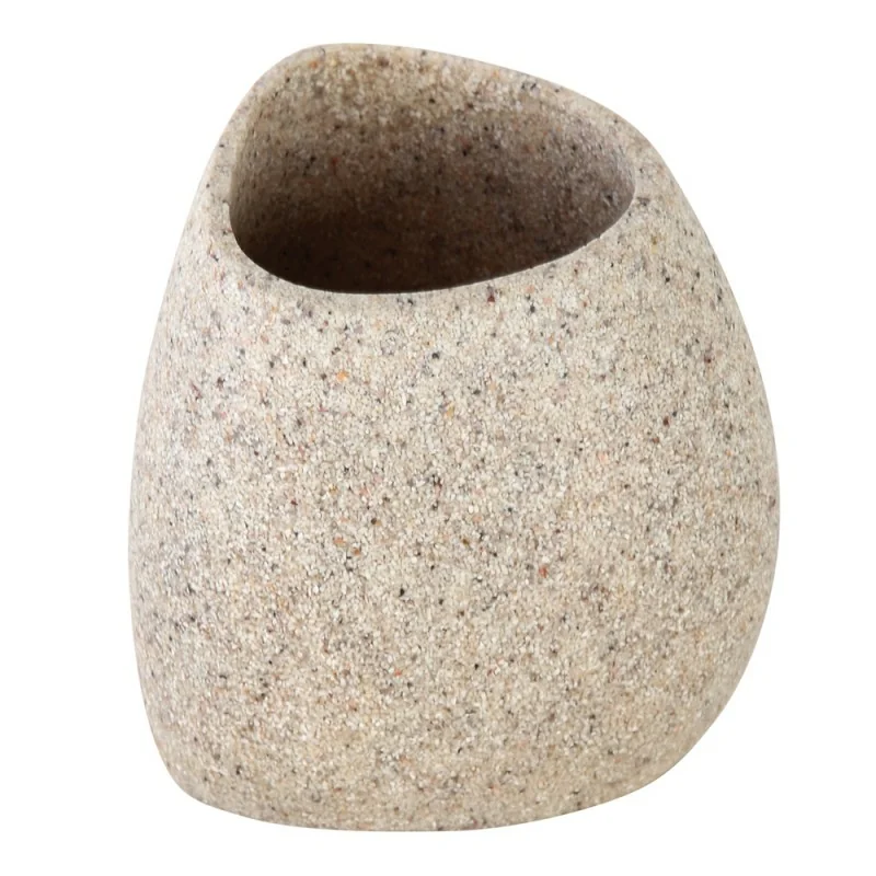 Portaspazzolino Da Appoggio In Poliresina Sabbia Effetto Pietra Stone