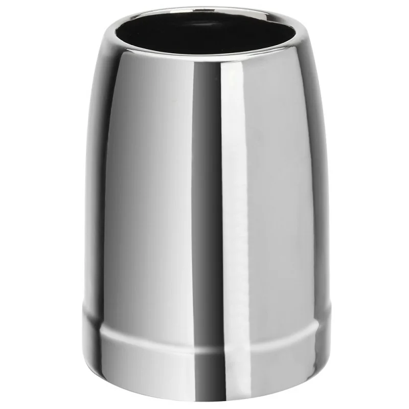 Portaspazzolino in Ceramica Effetto Cromato da Appoggio Krom