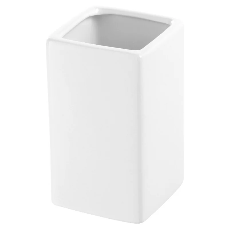 Portaspazzolino Rettangolare In Ceramica Bianco da Appoggio Dublino