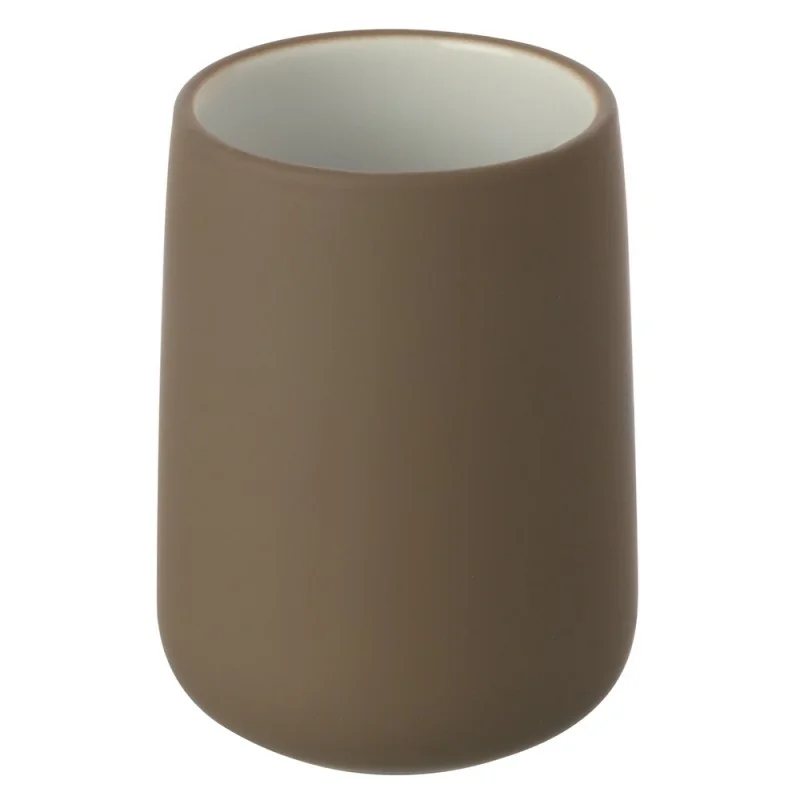 Bicchiere portaspazzolini da appoggio Sidney in ceramica tortora