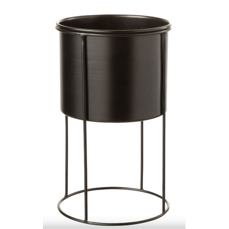 PORTAVASO CON PIEDE IN METALLO NERO LARGE 18X18X32 CM. JOLIPA
