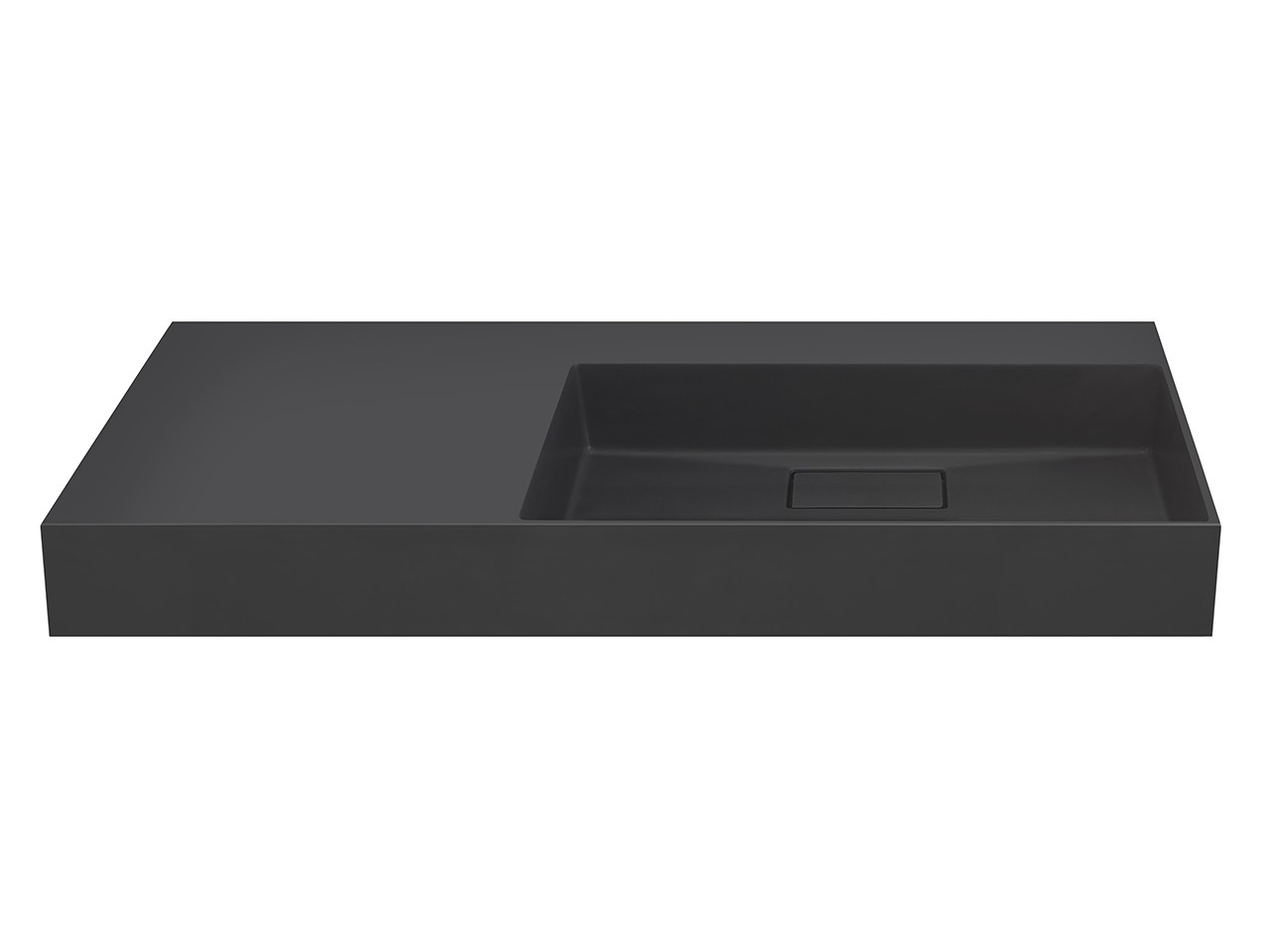 Lavabo Unitop Quadro 120x48 cm Vasca Destra in Resina Antracite Opaco-69775