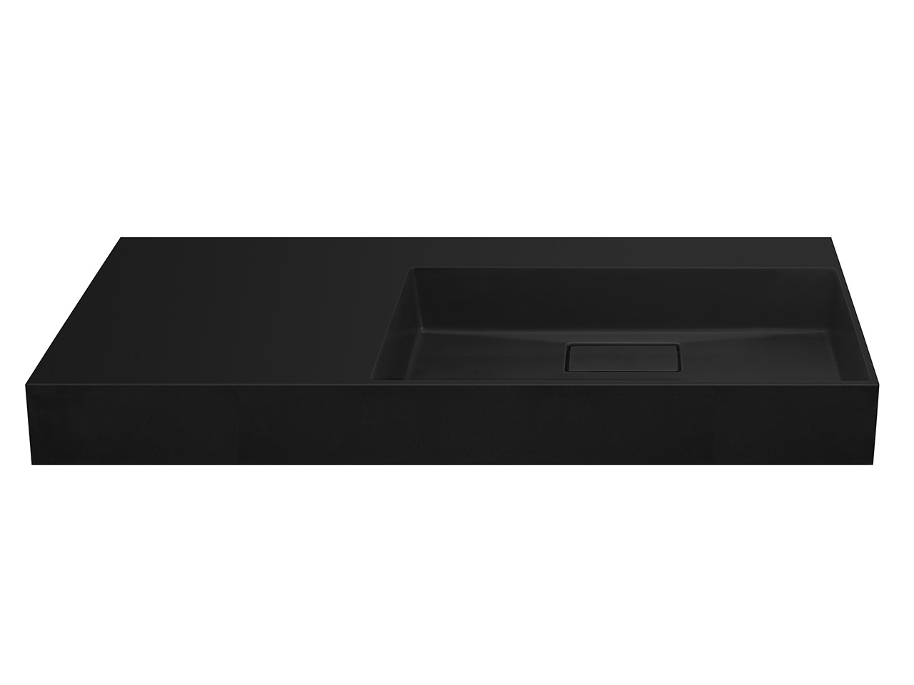 Lavabo Unitop Quadro 120x48 cm Vasca Destra in Resina Nero Opaco-69781