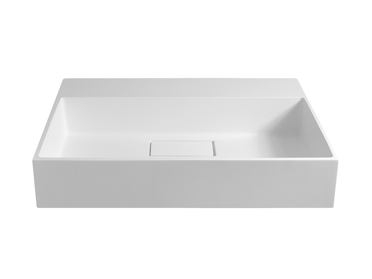 Lavabo Unitop Quadro 70x48 cm Vasca Centrale in Resina Effetto Pietra Bocciardata Bianco-69782