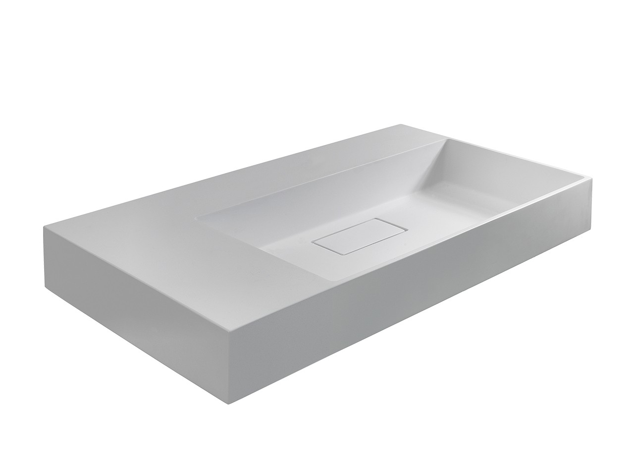 Lavabo Unitop Quadro 100x48 cm Vasca Destra in Resina Effetto Pietra Bocciardata Bianco-69784