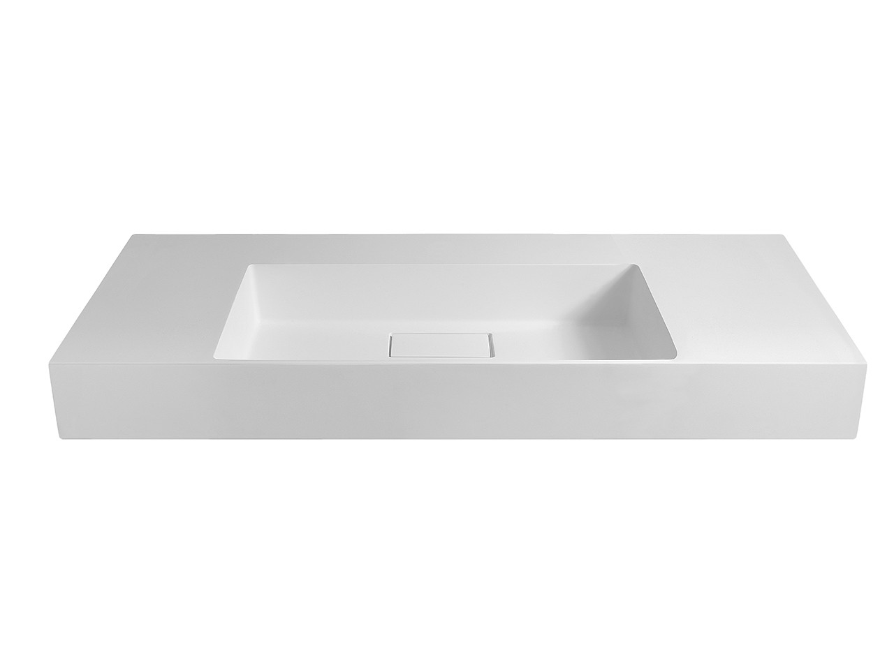 Lavabo Unitop Quadro 120x48 cm Vasca Centrale in Resina Effetto Pietra Bocciardata Bianco-69786