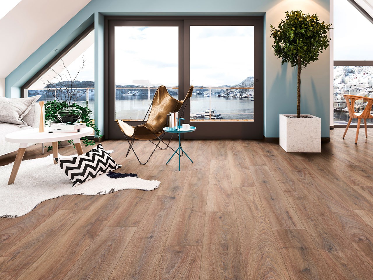 Pavimento Laminato Water Resistant Renaissance Oak Large Effetto Rovere Marrone AC5-76638