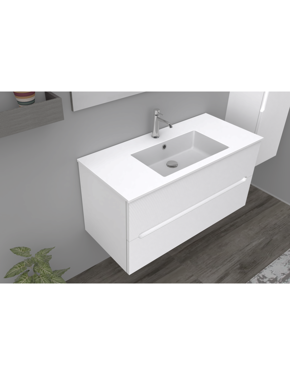 RIVESHOP - CANALETTO mobile sospeso 2 cassetti 100x45 bianco - CANALETTO100BIANCO