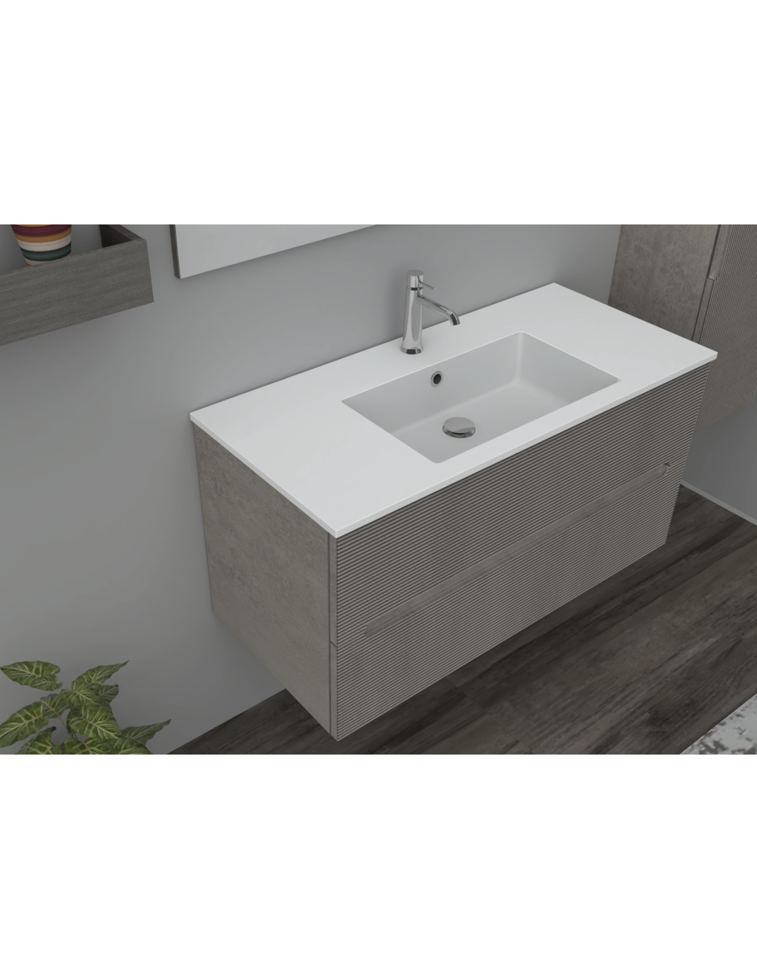 RIVESHOP - CANALETTO mobile sospeso 2 cassetti 100x45 grigio caldo - CANALETTO100GRIGIOCALDO