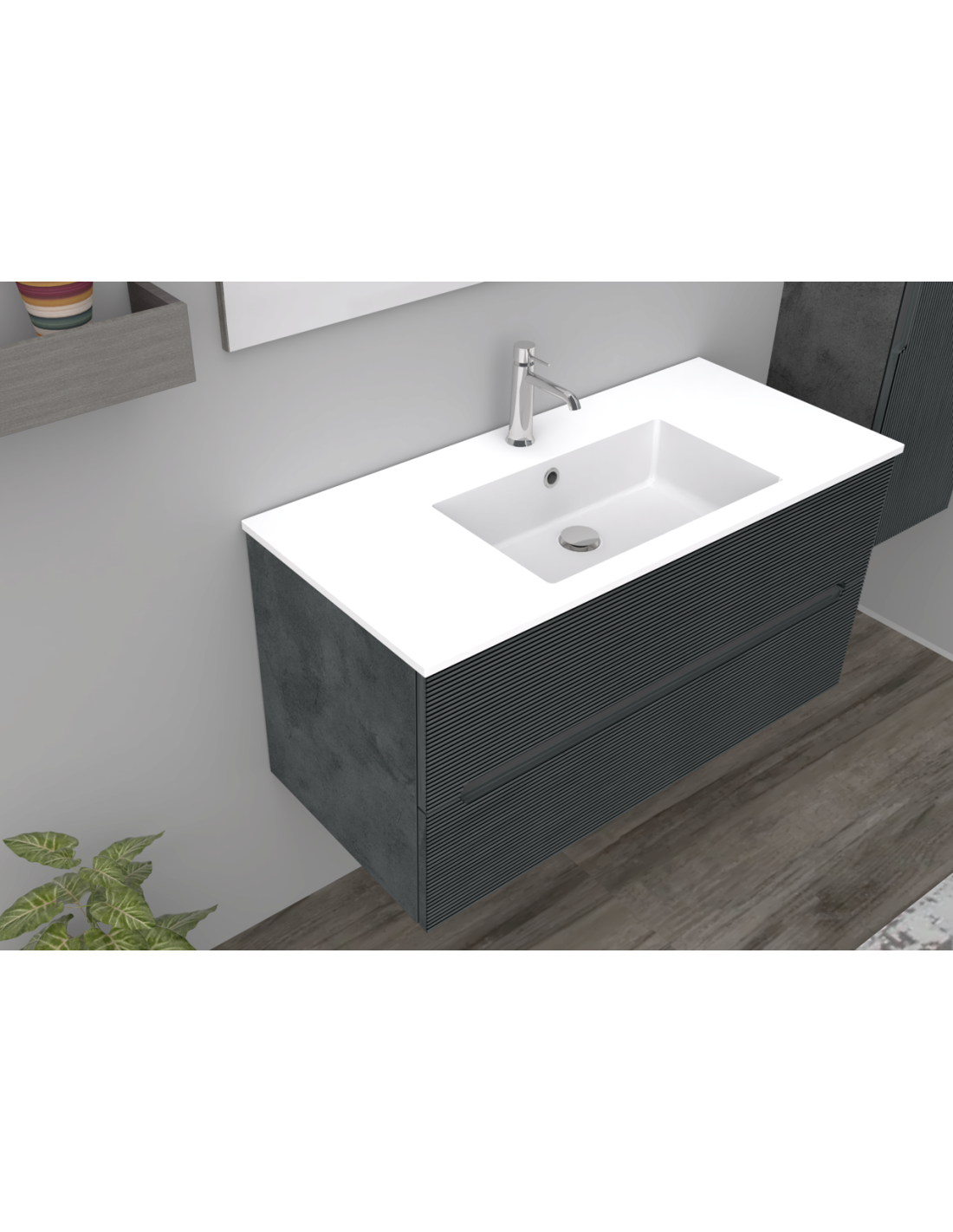 RIVESHOP - CANALETTO mobile sospeso 2 cassetti 100x45 lava - CANALETTO100GRIGIOLAVA