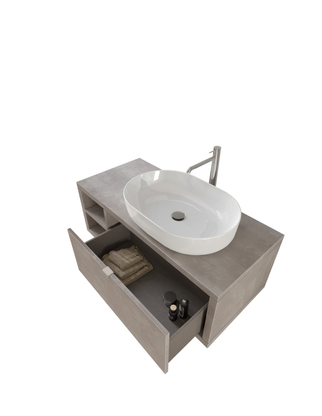 RIVESHOP - DIMO mobile sospeso cassetto e ripiano sx 110x50 grigio caldo - DIMO110SXGRIGIOCALDO