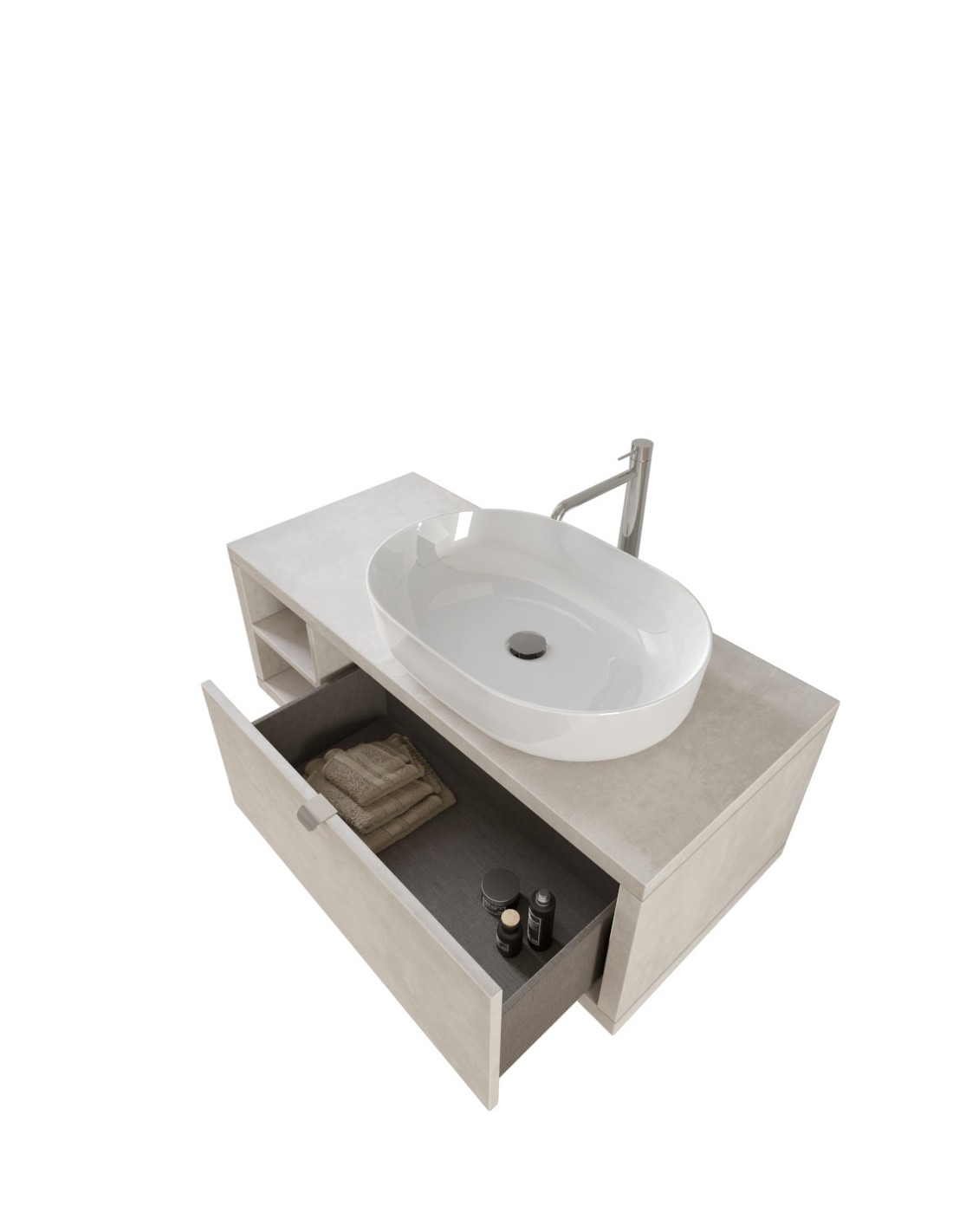 RIVESHOP - DIMO mobile sospeso cassetto e ripiano sx 110x50 grigio cielo - DIMO110SXGRIGIOCIELO