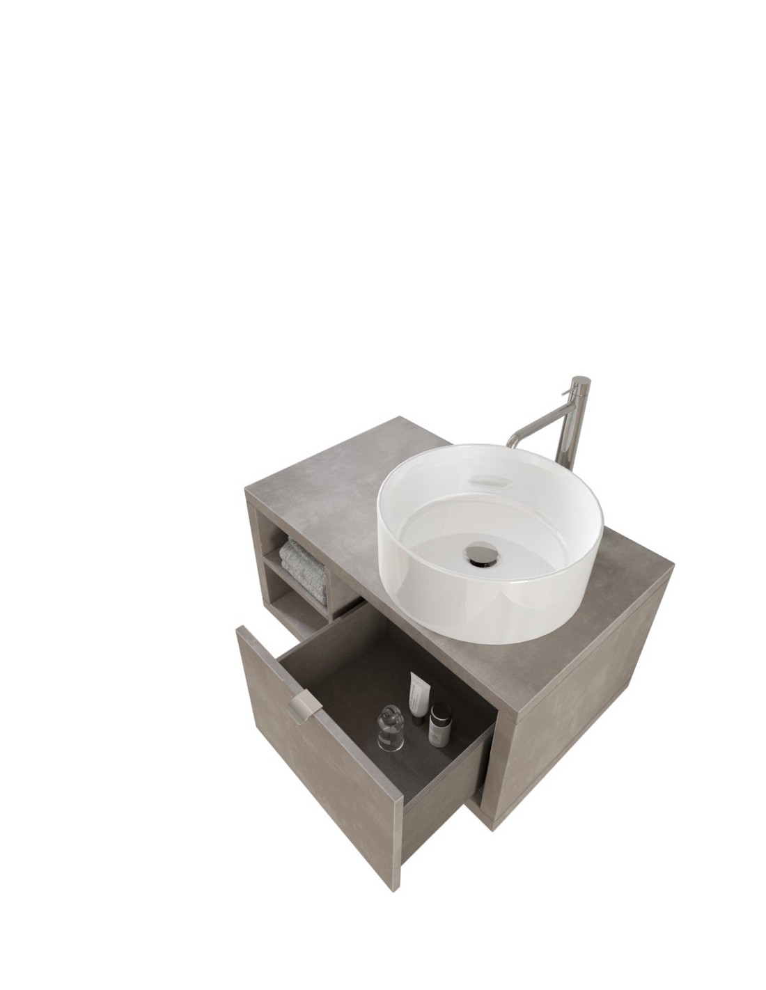 RIVESHOP - DIMO mobile sospeso cassetto e ripiano sx 80x50 grigio caldo - DIMO80SXGRIGIOCALDO